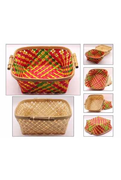 Bamboo Square Basket with Side Handles